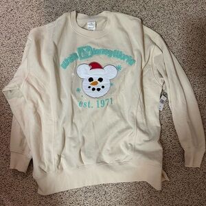 Disney Cream Crewneck Sweater with Snowman Design